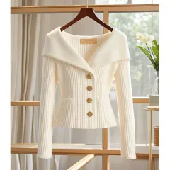 Elegant Knitted Casual Top For Women - White - View 1