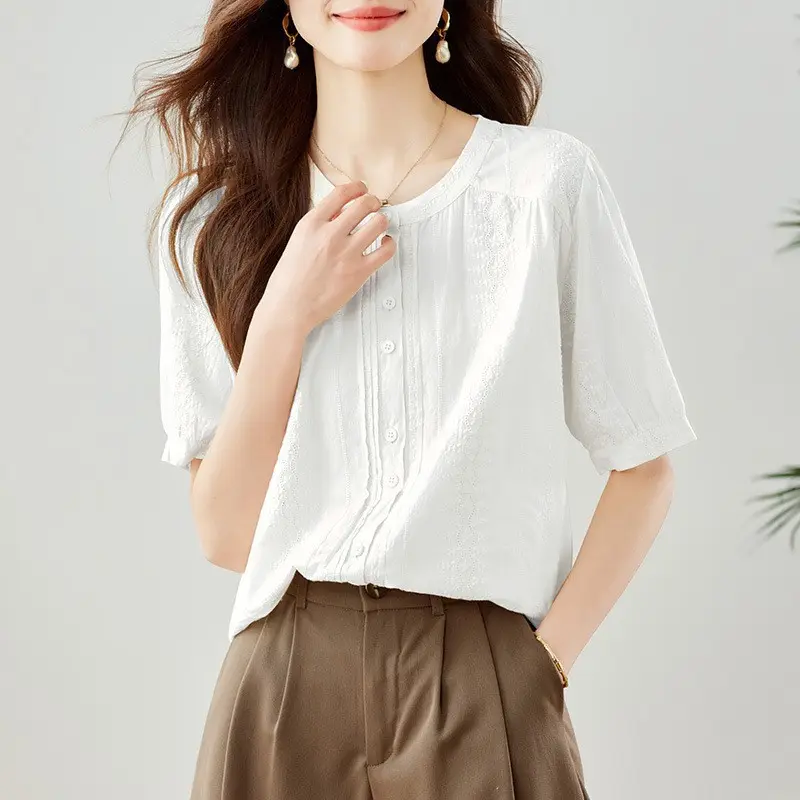 All Match French Style Crewneck Short Sleeve