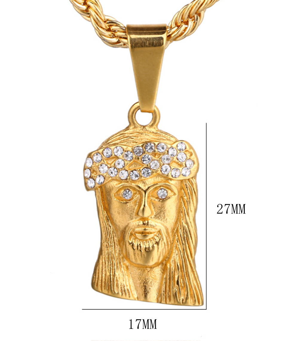 Retro Titanium Steel Gold Plated Jesus God Pendant