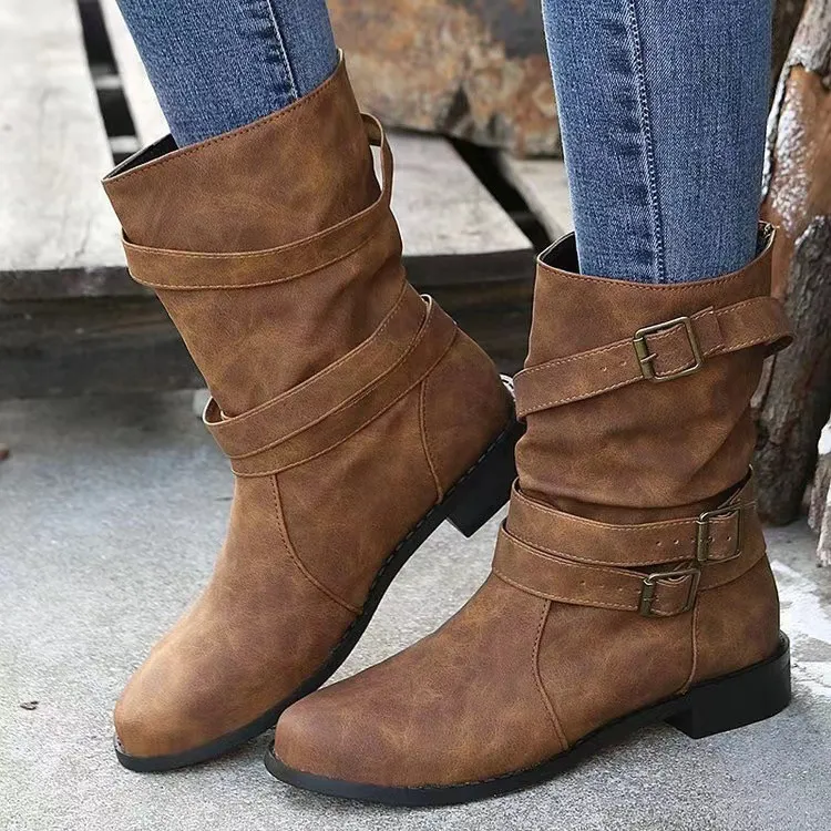 Women's Autumn And Winter Short Martin Boots - Brown