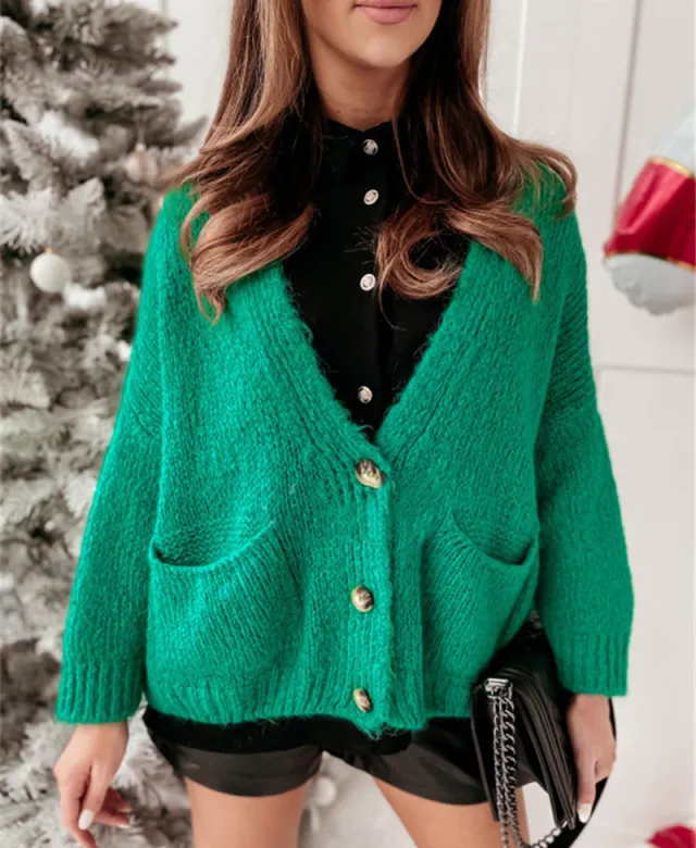 Knitted Cardigan Women Coat Temperament Commute Green - Shop at LoveMi
