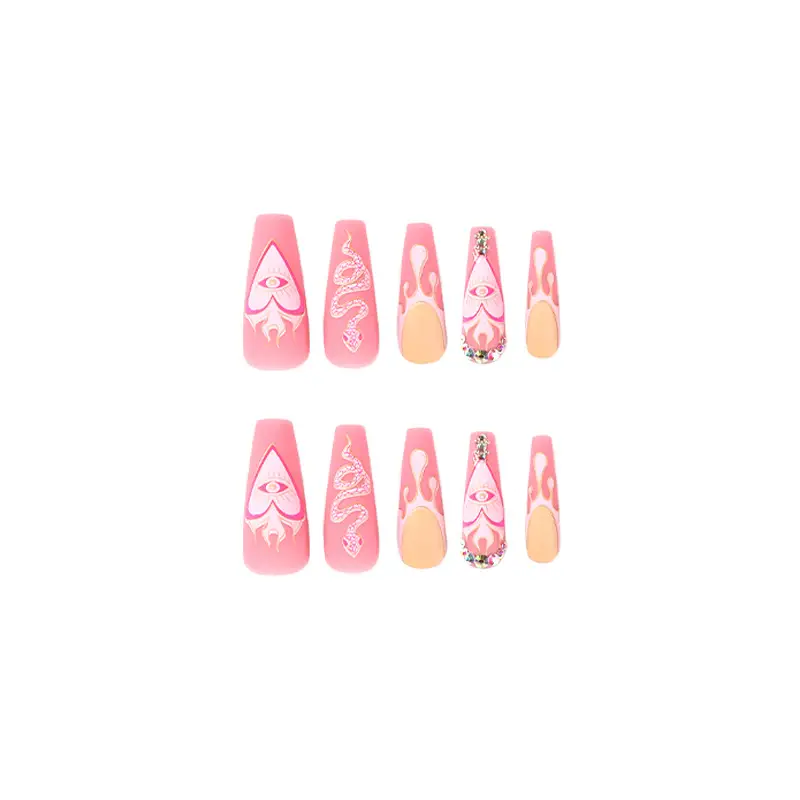 French Water Drop Snake Pattern Nail Tip