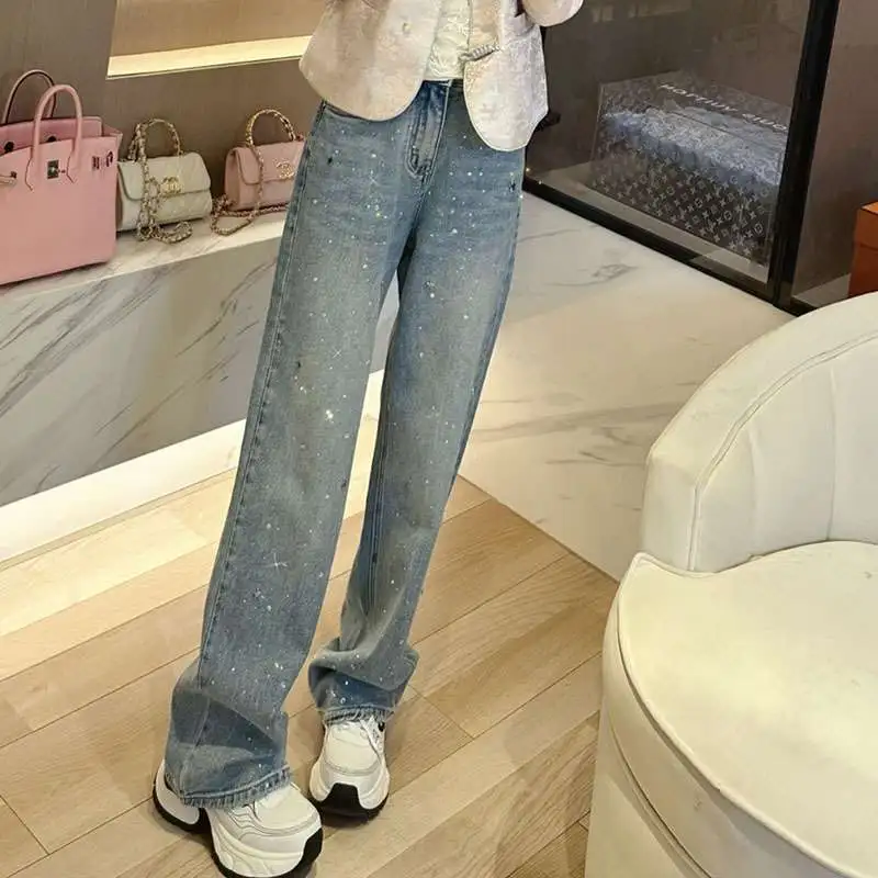 Summer Loose Slimming Light Color Design High Waist Wash Jeans For Women - Blue