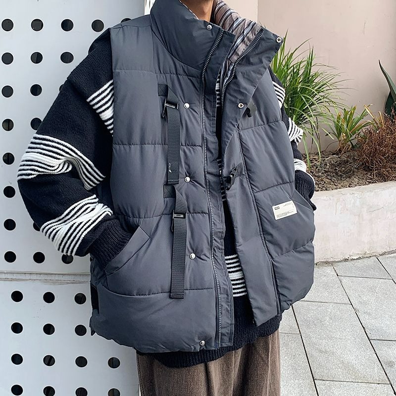 Warm Winter Layering Vest for Men, Gray Polyester Lining