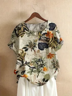 Casual Loose Printed Short Sleeve Pullover T-shirt - Color-Xl - View 1