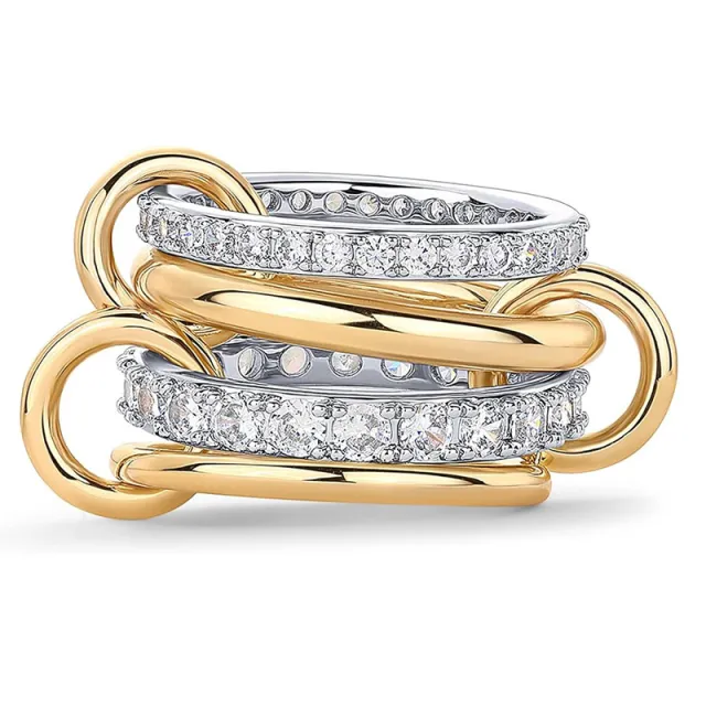 Fashion Creative Ring Stainless Steel Multi layer Diamond Ring Four Layers Silver - Shop at LoveMi