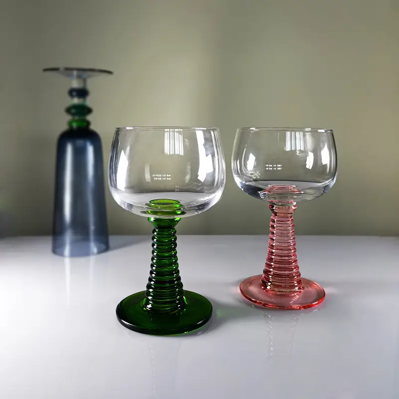 Vintage French Vintage Style Screw Rod Stained Glass Goblet