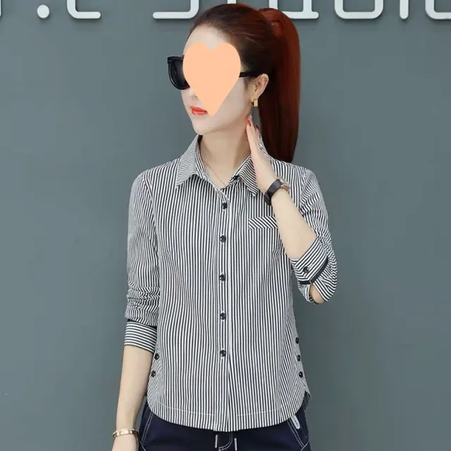 Women's Fashion Striped Western Style Shirt Top Black Stripes - Shop at LoveMi