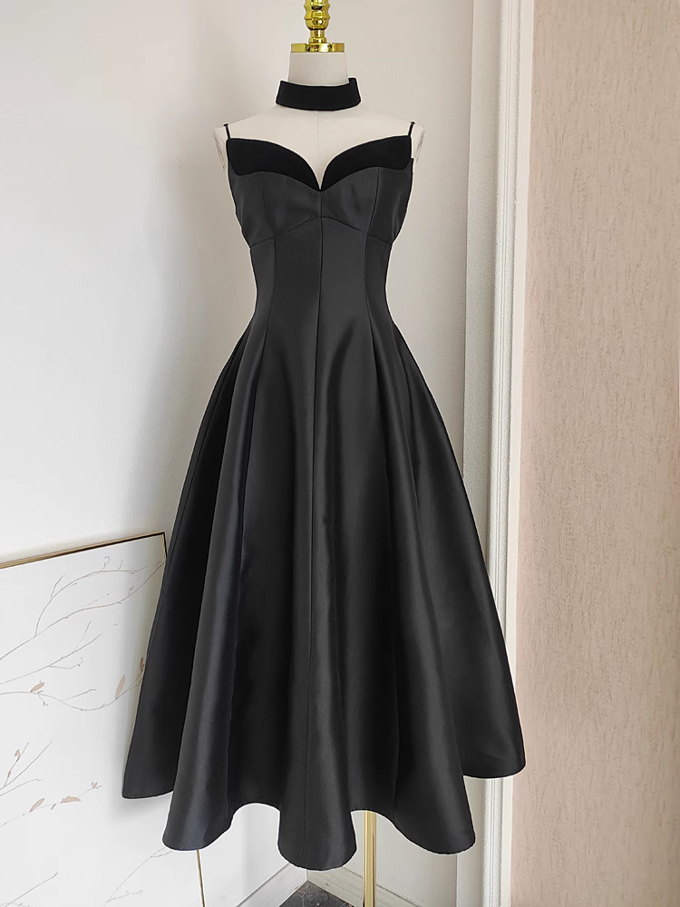 Velvet Splicing Sling Waist Slim Fit Dress Women
