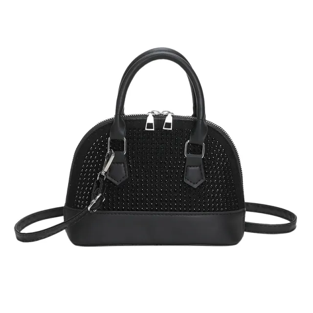 Fashion Portable Casual Light Diamond Shell Shoulder Bag Black - Shop at LoveMi
