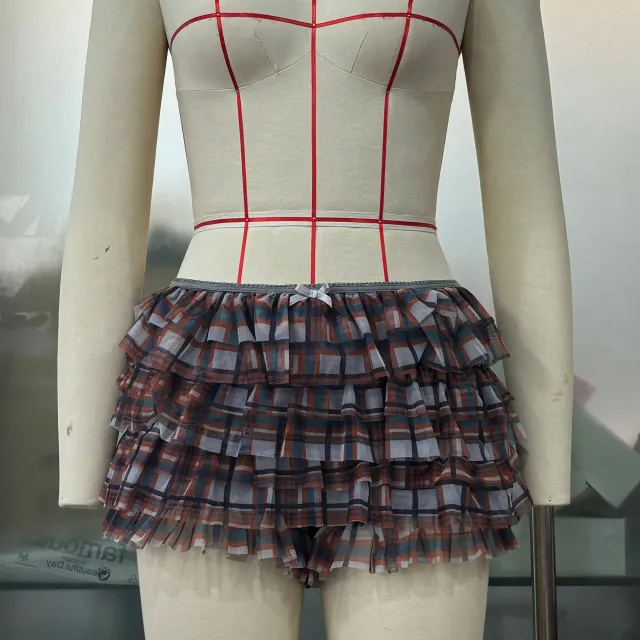 Flounced Wave Solid Color Lolita Low Waisted Shorts Coffee Plaid - Shop at LoveMi