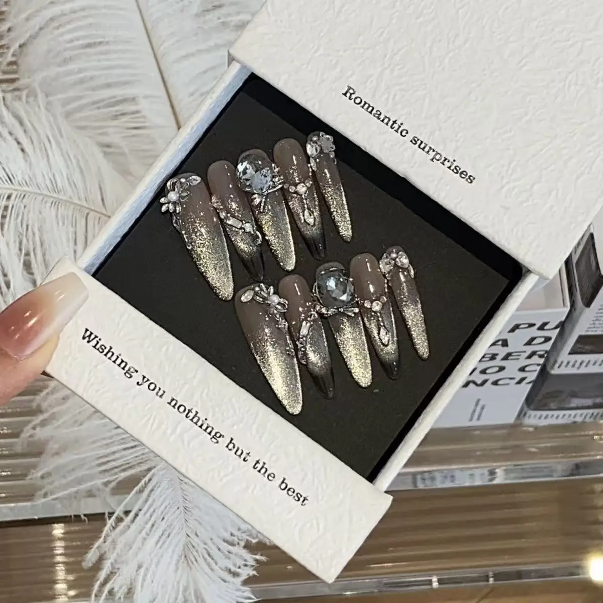 Light Luxury Side Light French Cat's Eye Nail Stickers