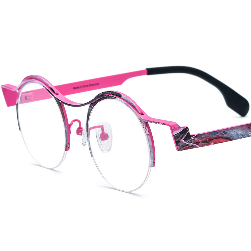 Women's Versatile Colored Ultra-light Pure Titanium Myopia Round Glasses - Image 6