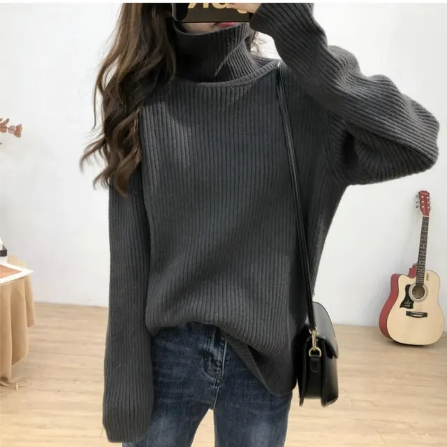 Thickening Idle Style Pullover Solid Color Turtleneck Sweater Gray - Shop at LoveMi