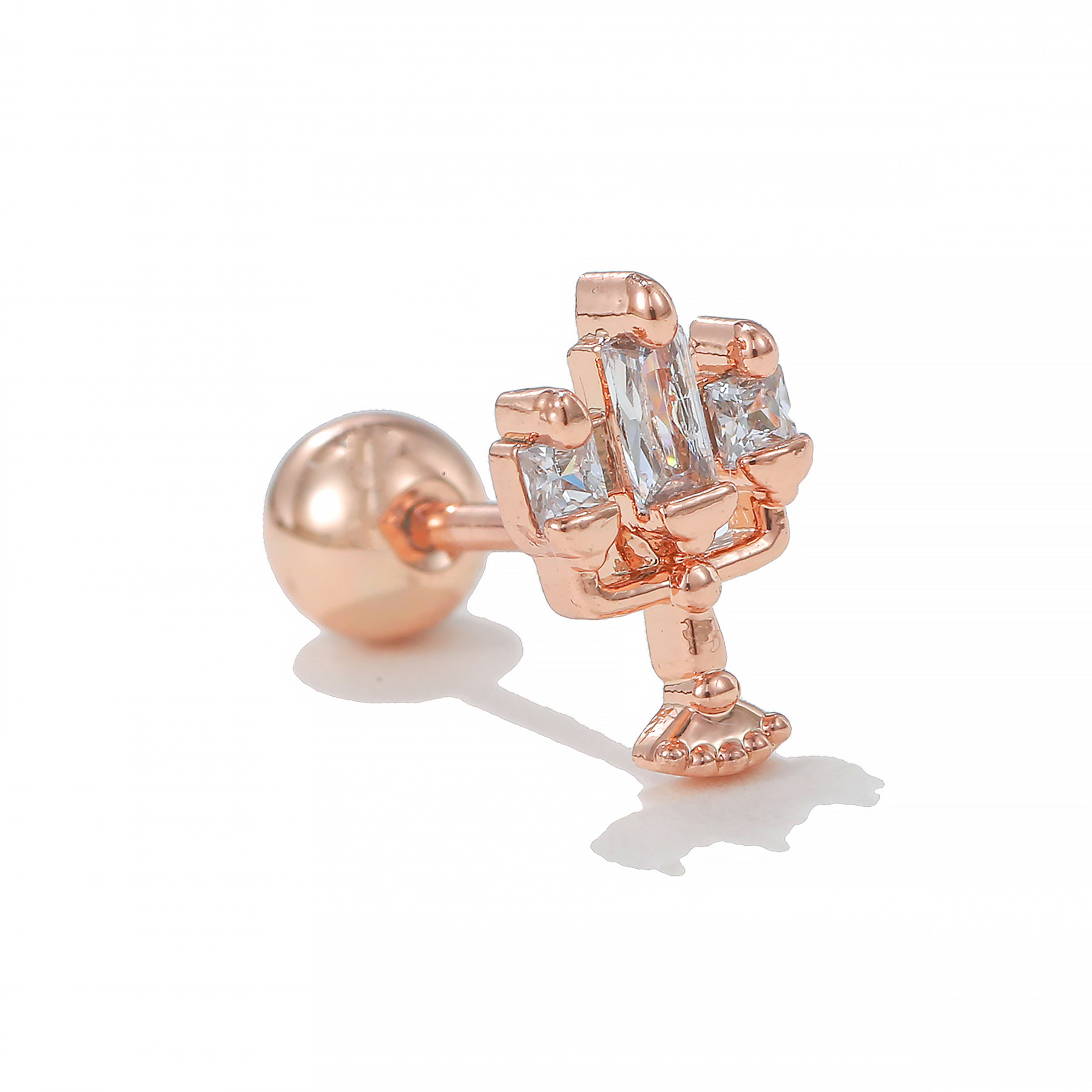 Women's Puncture Screw Zircon Ear Bone Stud