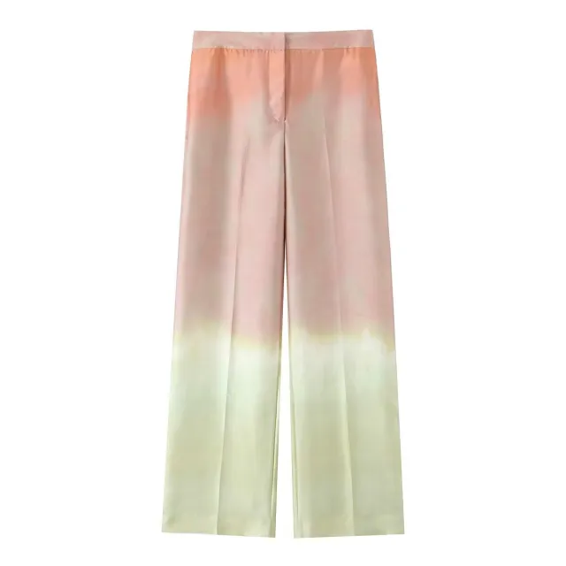 Tie dye Printed V neck Top High Waist Trousers Suit Pants L - Shop at LoveMi