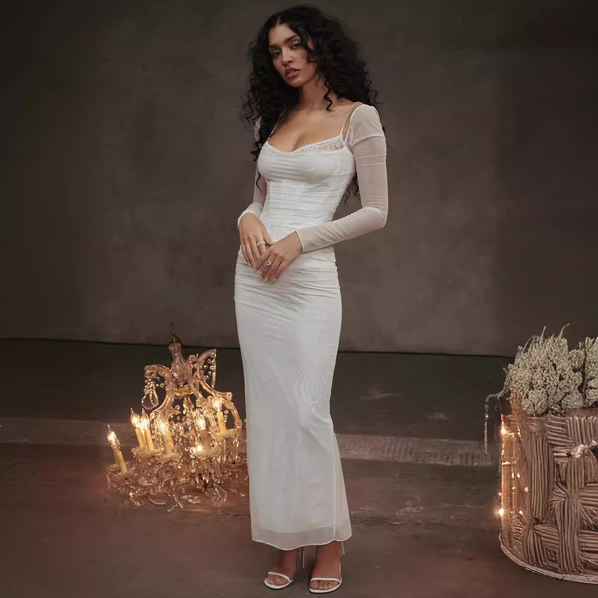 Fashion Personality Tight Split Long Dress Women