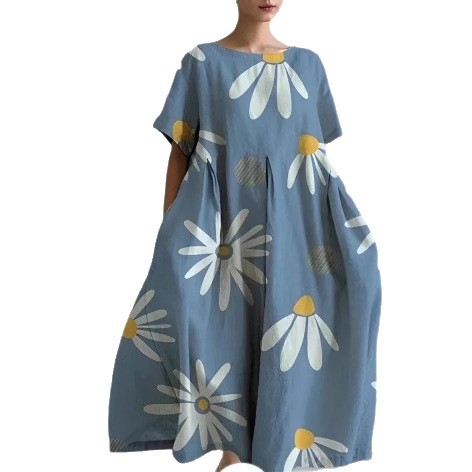 Women's Round Neck Fashion Short Sleeve Printed Dress