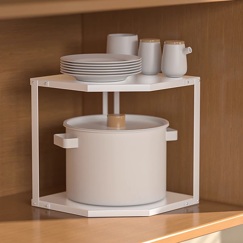 Kitchen Fan-shaped Pot Rack Corner Seasoning Storage
