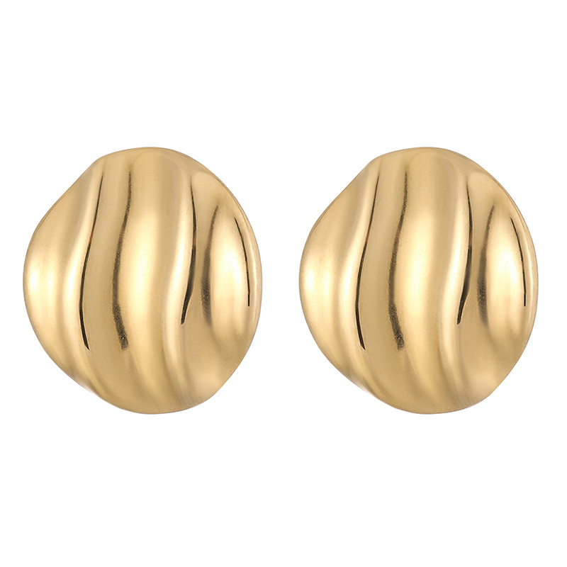 Retro Stainless Steel Studs Pleated Wave
