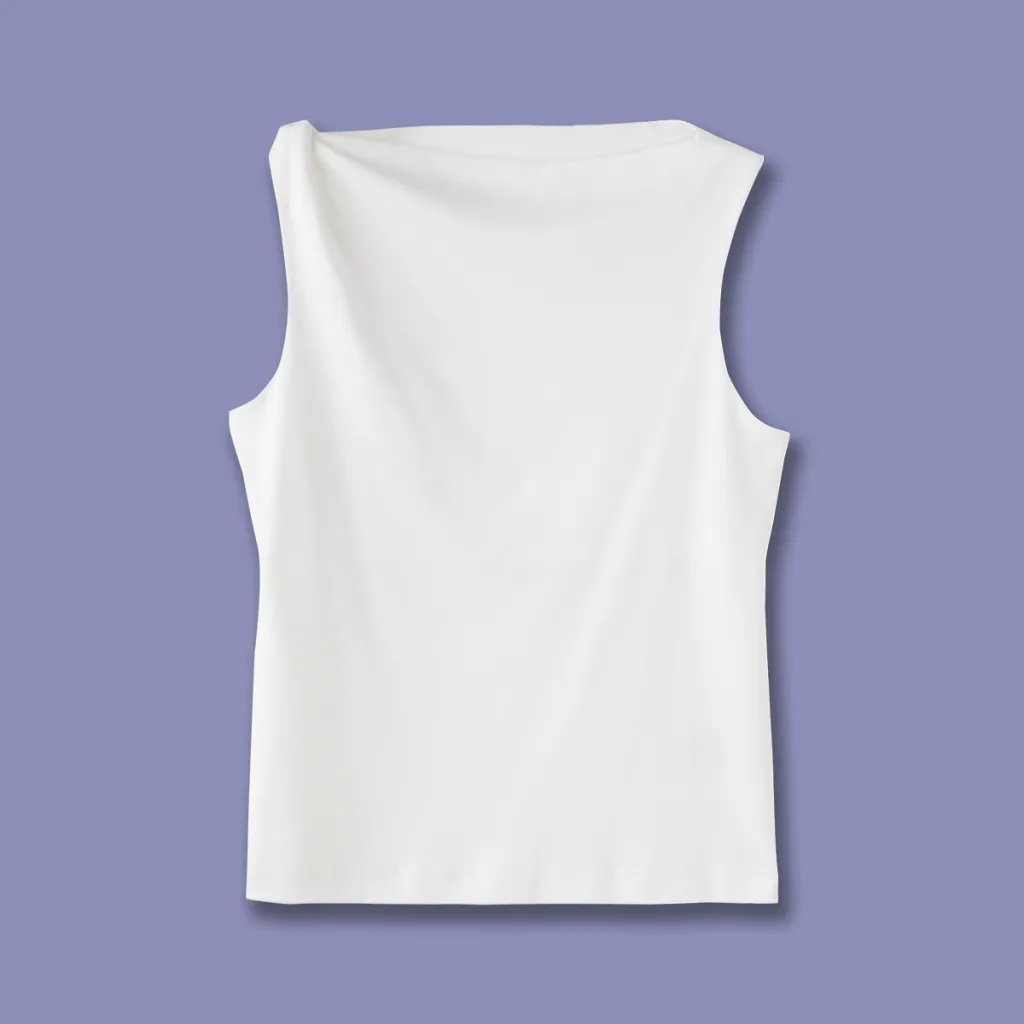 Slim-fit One-shoulder Knot Detail Cotton Top - White