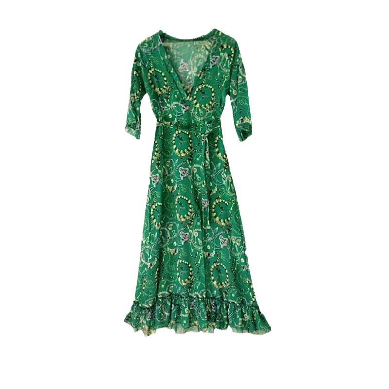 European And American Popular V-neck Dress