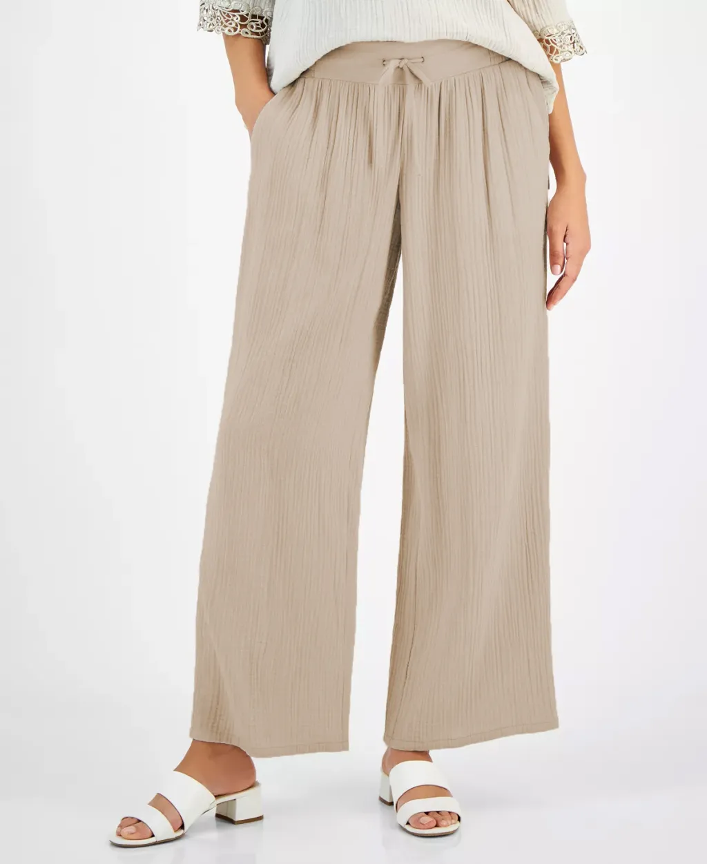 New Casual Loose Pockets Cotton And Linen Casual Pants - Khaki