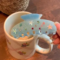 Submarine Painted Colored Diamond Acetic Acid Grab Clip, Niche Retro Back Brain Spoon Plate Hair Clip - Blue - View 1