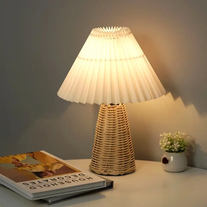 Night Light Pleated Table Lamp Decoration Retro