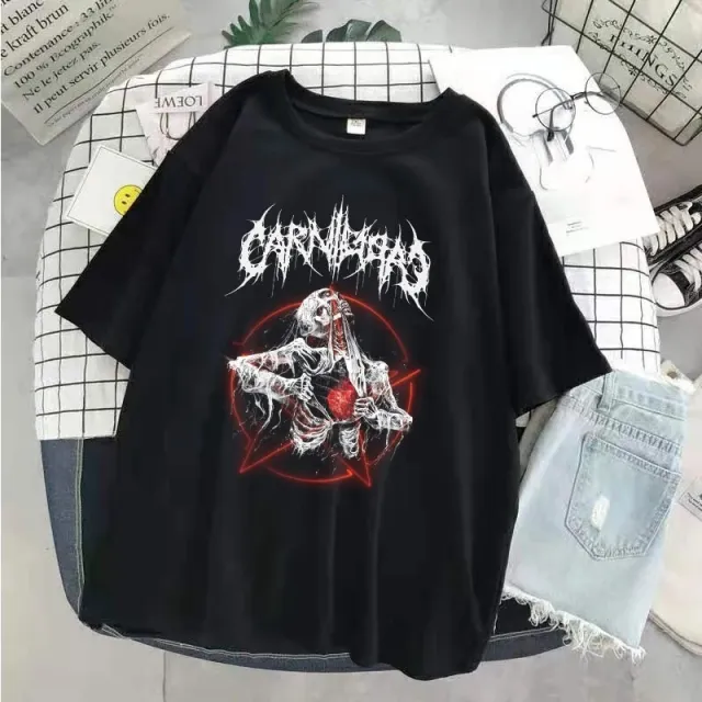 Skull Short Sleeve Hip Hop Cartoon T shirt Loose Black - Shop at LoveMi