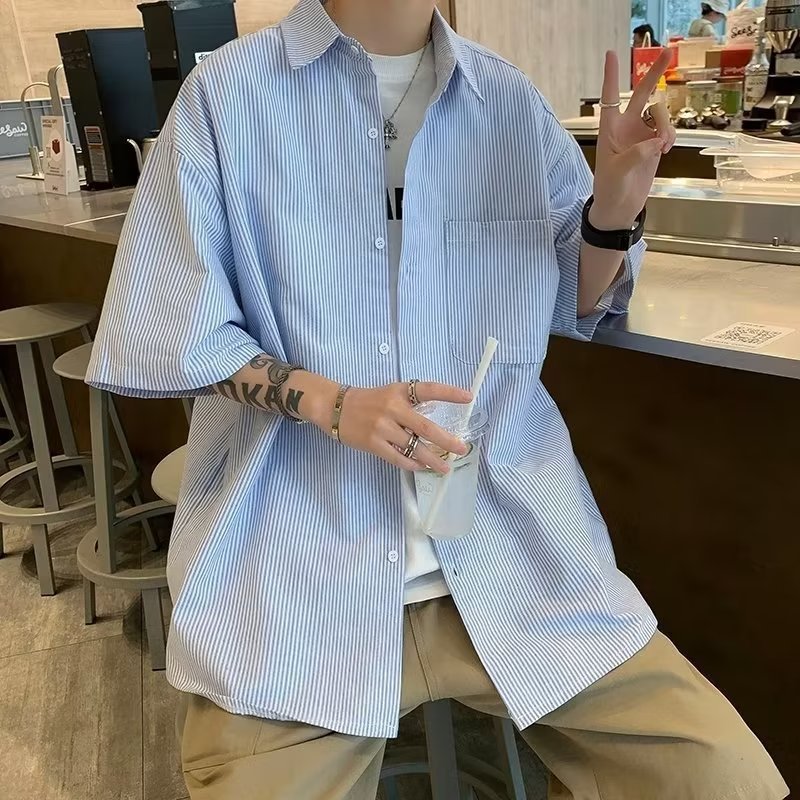 Casual Striped Short-sleeved Shirt For Men
