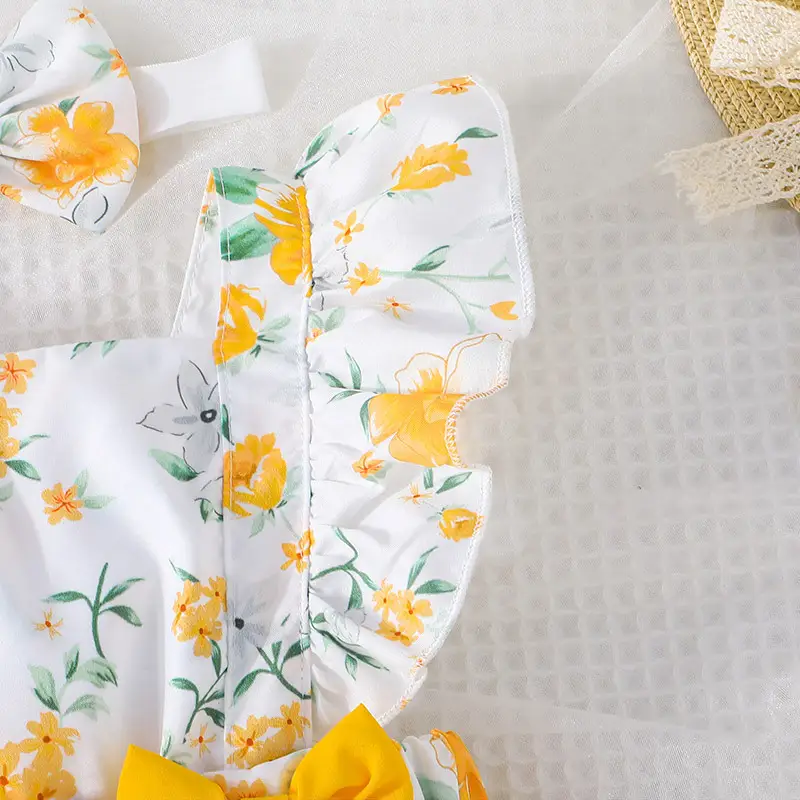 Baby Girl Fashion Printed Dress Headscarf Suit