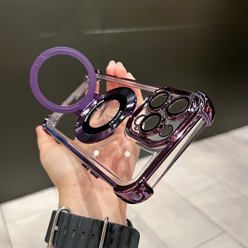 Applicable To IPhone15 Electroplating Bracket Magnetic Space Shell