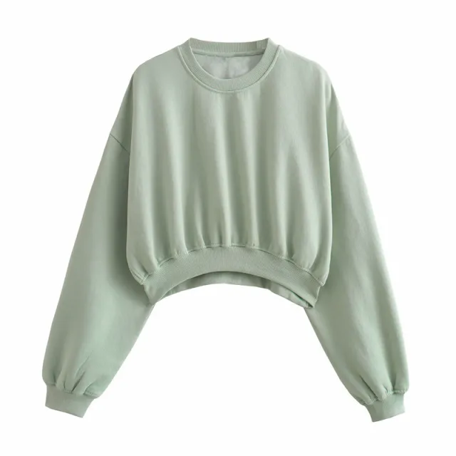 Autumn New Women's Clothing Solid Color Basic Short Sweater Ankle Banded Lace up Jogger Pants Suit Light Green Top - Shop at LoveMi