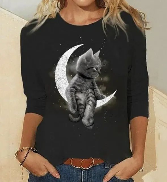 Women's Fashion Slim Fit Slimming Round Neck Printed Top Jl2281206 M - Shop at LoveMi