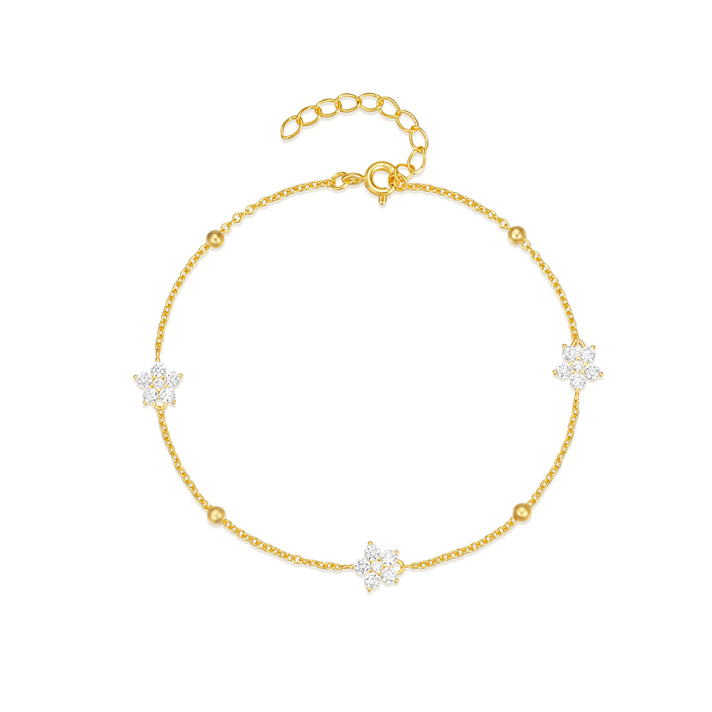 S925 Sterling Silver Petal Diamond Matching Bracelet