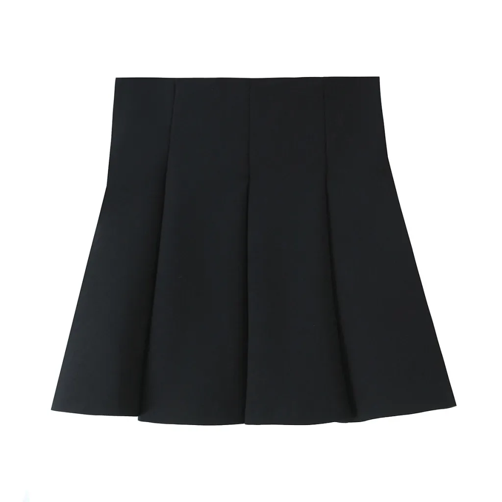 Spring Solid Color Sleeveless Shirt Style Straight Cut Vest Loose Mini Skirt Women - Skirt