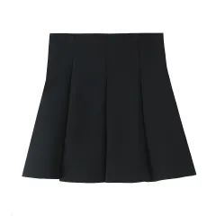 Spring Solid Color Sleeveless Shirt Style Straight Cut Vest Loose Mini Skirt Women - Skirt - View 1