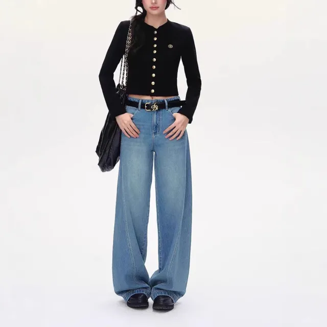 Knitted Cardigan Elegant High grade Versatile Top Pleated Skirt Blue - Shop at LoveMi