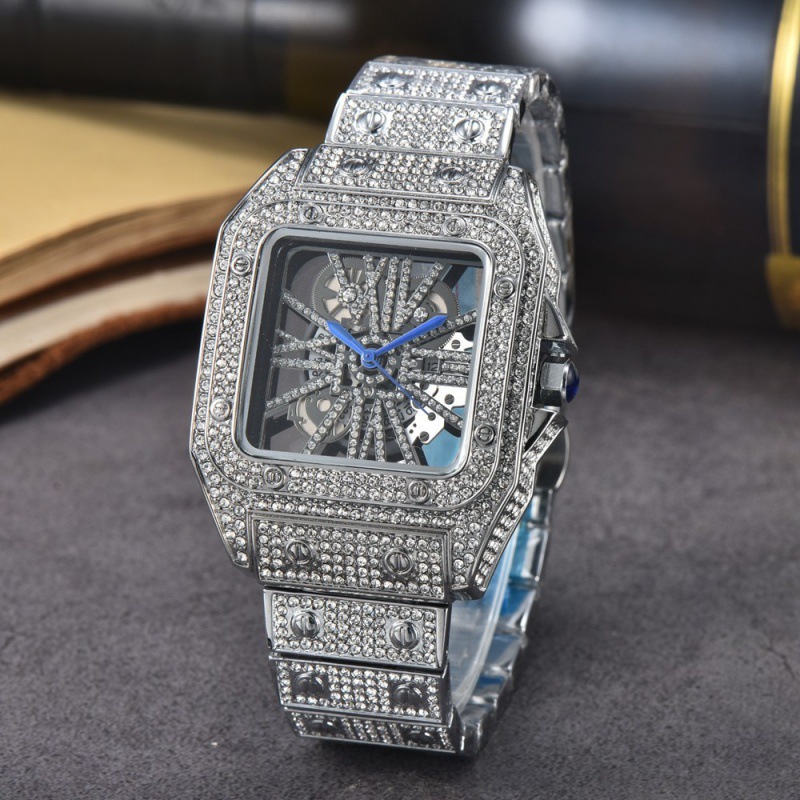 Cross-border Square Watch Steel Band Diamond-encrusted Quartz Movement 8