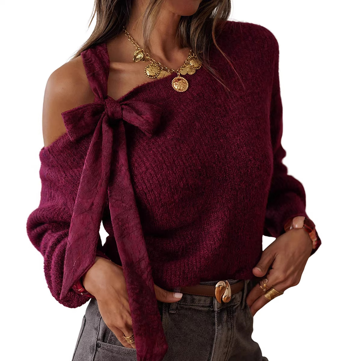 Timeless, Age-reducing Solid-color Sweater For Women With A European And American Vibe