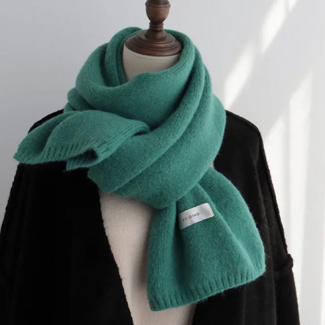 Solid Color Scarf Knitted Wool Keep Warm Scarf Opal Green - Shop at LoveMi