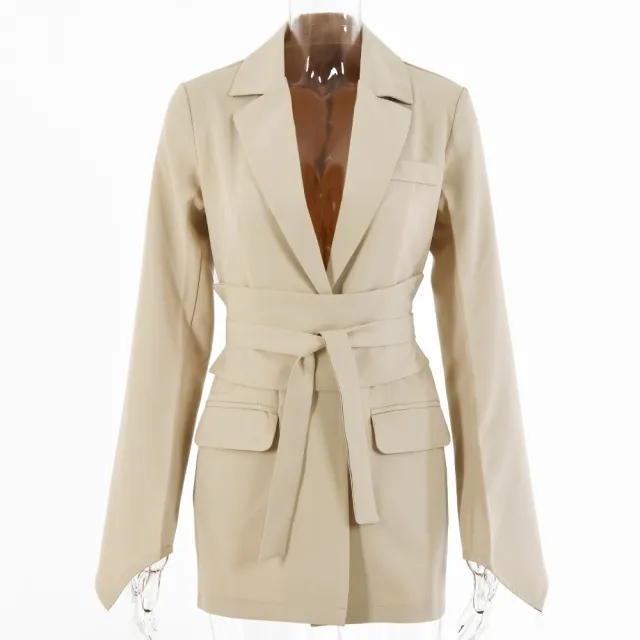 Fashion Casual Women's Suit Lapel Khaki - Shop at LoveMi