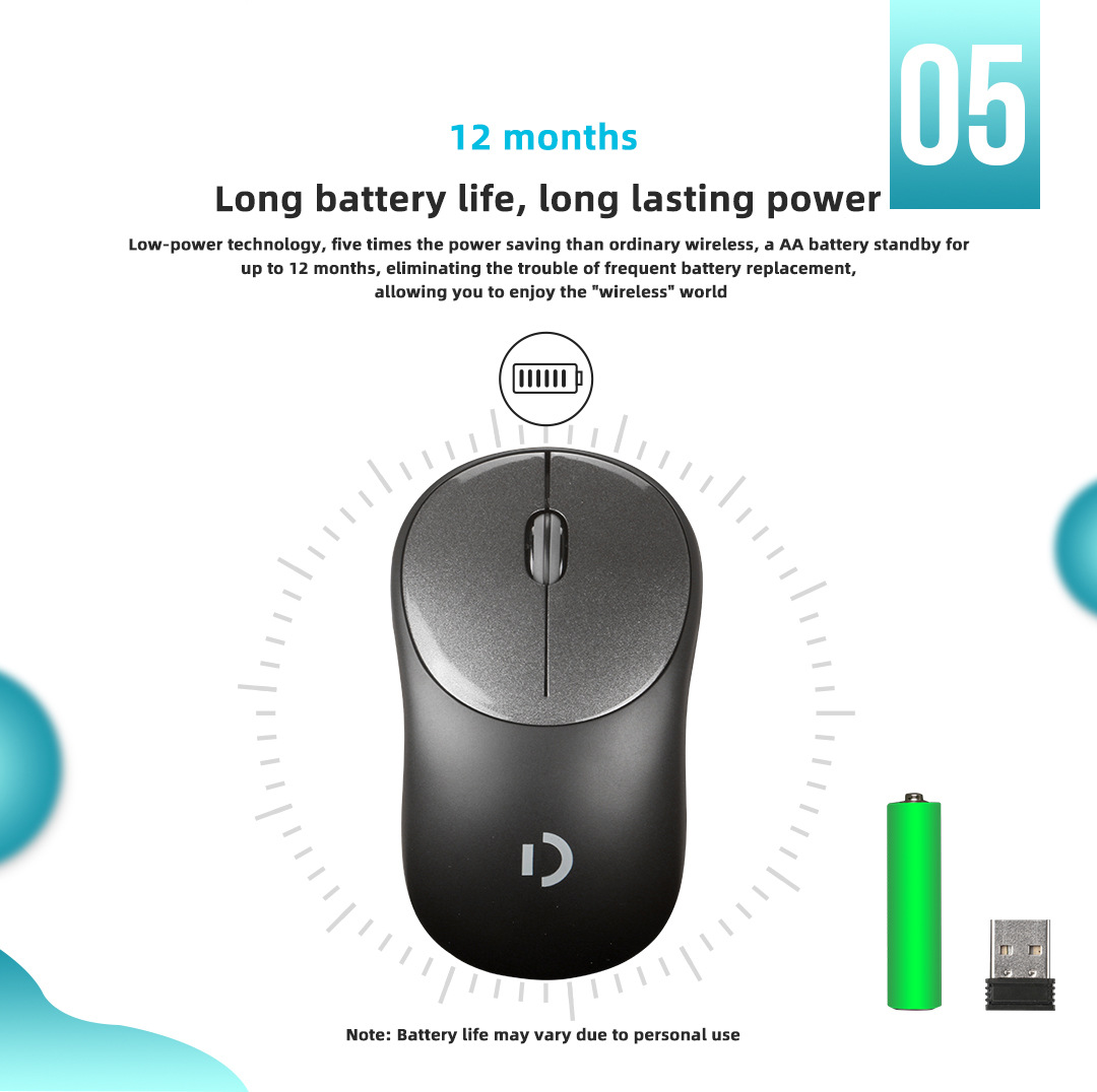 Title 6, Set Mouse Wireless 2.4G per Notebook da Ufficio...