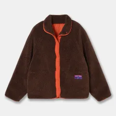 Thick Lamb Wool Coat For Women Winter New Korean Style Loose Contrast Colour Front And Rear Wear Polar Fleece Stand Collar Top - Brown - View 1