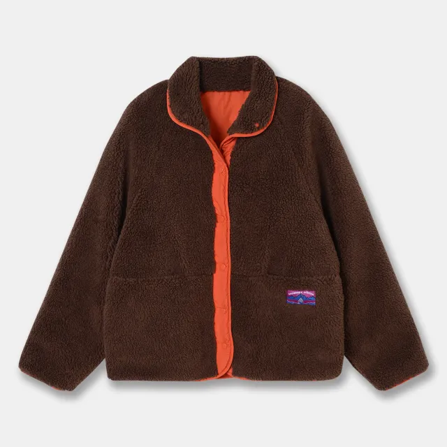 Thick Lamb Wool Coat For Women Winter New Korean Style Loose Contrast Color Front And Rear Wear Polar Fleece Stand Collar Top Brown - Shop at LoveMi
