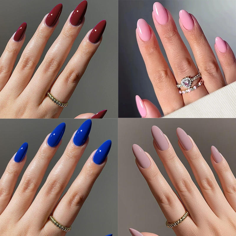 Nail Art Solid Color Series Solid Color Long Almond-Shape Press On Nails