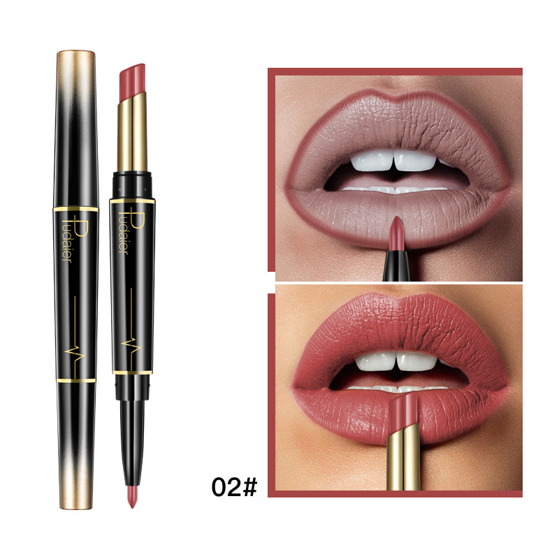 Matte Double headed Lipstick Lip Liner Lip Lacquer 02 Color - Shop at LoveMi