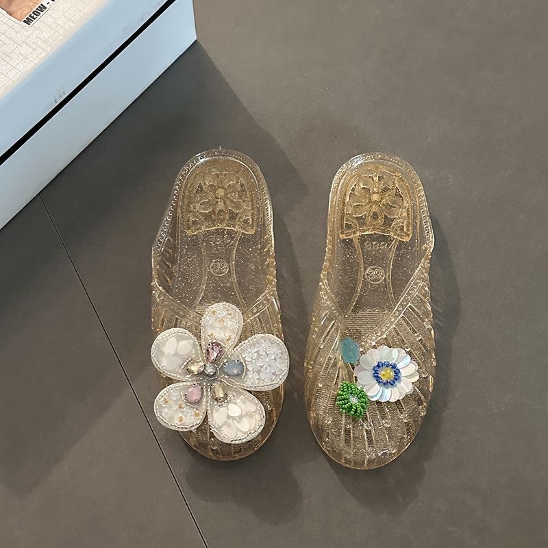 Rhinestone Flower Jelly Sandals, picture 4 of 5