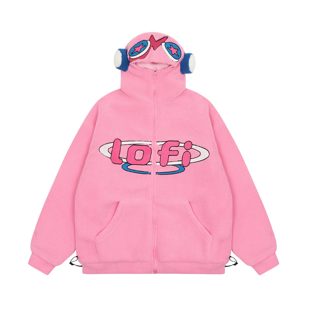 Fleece-lined Menswear Fashion Brand Letters Embroidered Lamb Wool